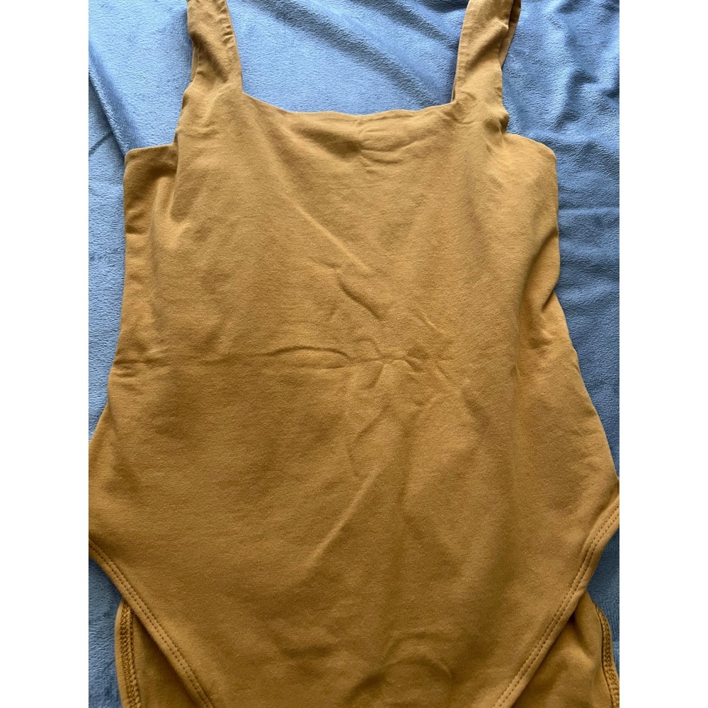 Old Navy Womens Square Neck Sleeveless Bodice Bodysuit Mustard Yellow Medium - Picture 2 of 8